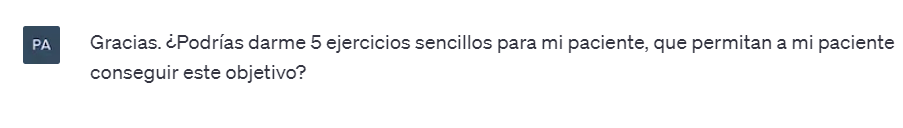 Consulta a ChatGPT para obtener 5 ejercicios para un paciente
