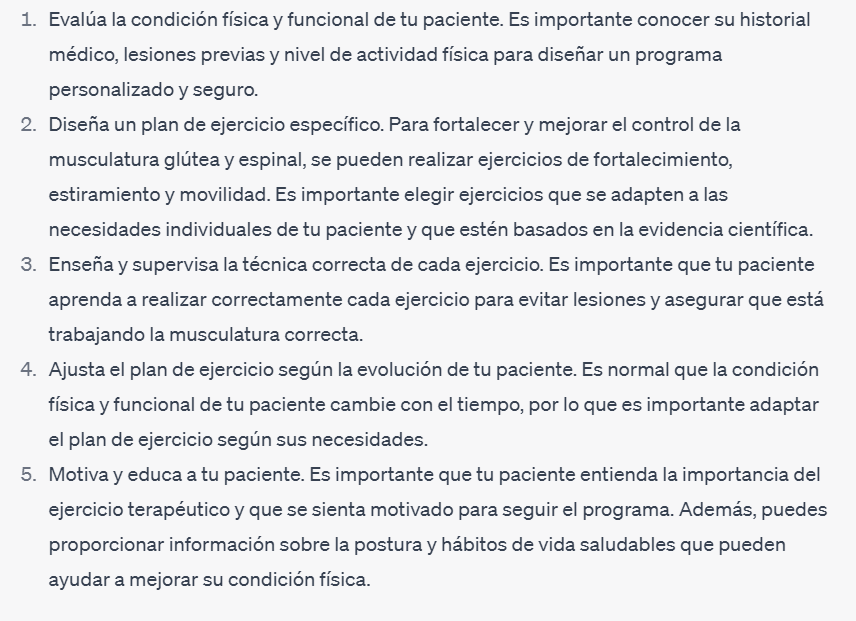 Recomendación de ChatGPT para un programa de ejercicios (2)
